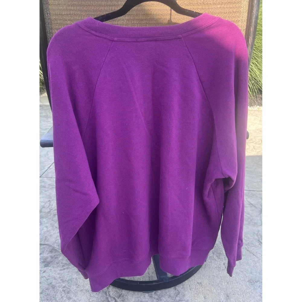 Torrid Fleece Crew Neck Lace Pullover Sweater - Plum Caspia Size 1X - Picture 5 of 5